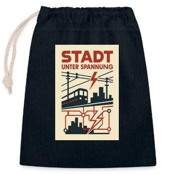 City Under Voltage Subway Lightning Current Metropolis - Closable cotton gift bag (25x30cm) - navy - Front