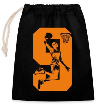 NUMBER 9 BASKETBALL 9TH BIRTHDAY - Closable cotton gift bag (25x30cm) - black - Front