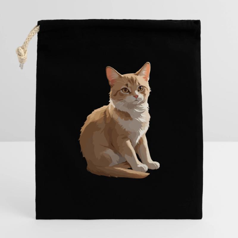 Chat mignon - Conception de chat de compagnie Sac cadeau en coton avec cordon (25 x 30 cm)
