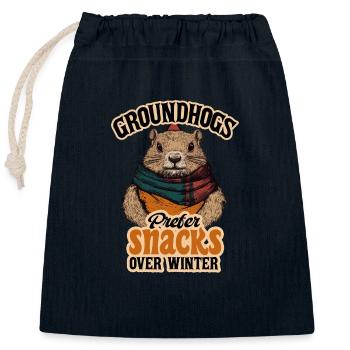 Murmeltiere bevorzugen Snacks gegenüber dem Wintervergnügen - Verschließbarer Geschenkbeutel aus Baumwolle (25x30cm) - Navy - Vorne