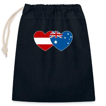 Autriche Australie Drapeau Coeur - Sac cadeau en coton avec cordon (25 x 30 cm) - bleu marine - Devant