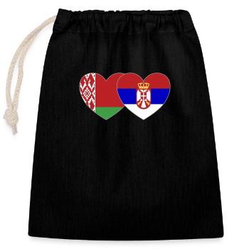Biélorussie Serbie Drapeau Cœur - Sac cadeau en coton avec cordon (25 x 30 cm) - noir - Devant