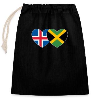 Islande Jamaïque Drapeau Coeur - Sac cadeau en coton avec cordon (25 x 30 cm) - noir - Devant