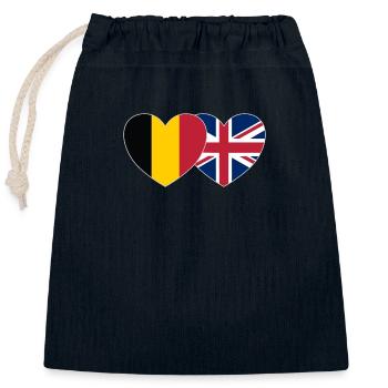 Belgique Royaume-Uni Drapeau Coeur - Sac cadeau en coton avec cordon (25 x 30 cm) - bleu marine - Devant