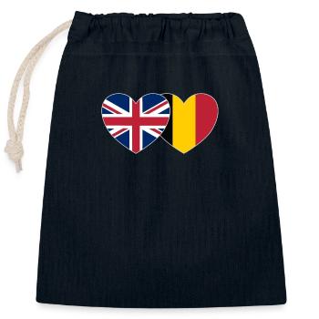 Grande-Bretagne Belgique Drapeau Coeur - Sac cadeau en coton avec cordon (25 x 30 cm) - bleu marine - Devant