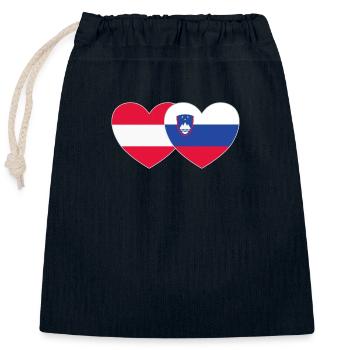 Österreich Slowenien Flagge Herz - Verschließbarer Geschenkbeutel aus Baumwolle (25x30cm) - Navy - Vorne