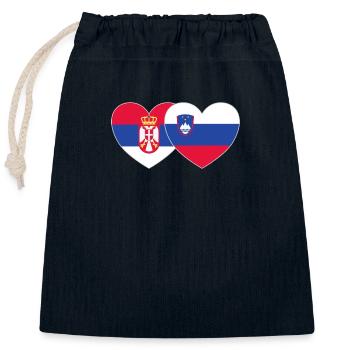 Serbie Slovénie Drapeau Coeur - Sac cadeau en coton avec cordon (25 x 30 cm) - bleu marine - Devant