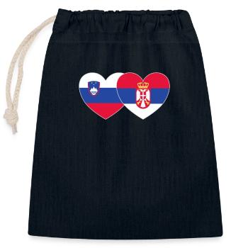 Slovénie Serbie Drapeau Cœur - Sac cadeau en coton avec cordon (25 x 30 cm) - bleu marine - Devant