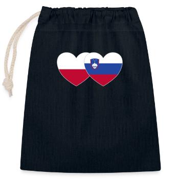 Polen Slowenien Flagge Herz - Verschließbarer Geschenkbeutel aus Baumwolle (25x30cm) - Navy - Vorne