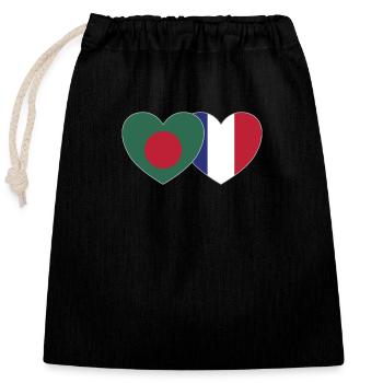 Bangladesch Frankreich Flagge Herz - Verschließbarer Geschenkbeutel aus Baumwolle (25x30cm) - Schwarz - Vorne