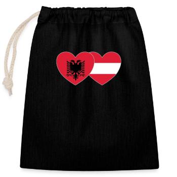 Albania Easter Flag Heart - Closable cotton gift bag (25x30cm) - black - Front