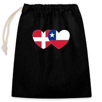 Dänemark Chile Flagge Herz - Verschließbarer Geschenkbeutel aus Baumwolle (25x30cm) - Schwarz - Vorne