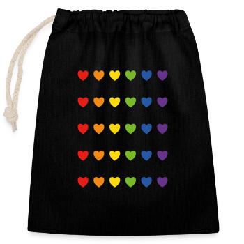 Regenbogen-Pride-Herzen - Verschließbarer Geschenkbeutel aus Baumwolle (25x30cm) - Schwarz - Vorne