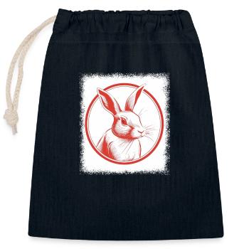 Easter For Girls Funny Quote Bunny Tooth Green - Closable cotton gift bag (25x30cm) - navy - Front