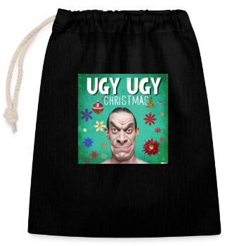 Ugly Christmas - Verschließbarer Geschenkbeutel aus Baumwolle (25x30cm) - Schwarz - Vorne