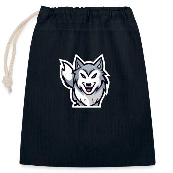 Loup logo design,jeune et tendance. - Sac cadeau en coton avec cordon (25 x 30 cm) - bleu marine - Devant