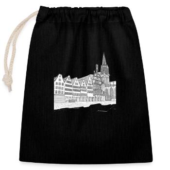 Münster Drawing - Closable cotton gift bag (25x30cm) - black - Front