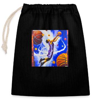 Basketballspieler Dunk - Verschließbarer Geschenkbeutel aus Baumwolle (25x30cm) - Schwarz - Vorne