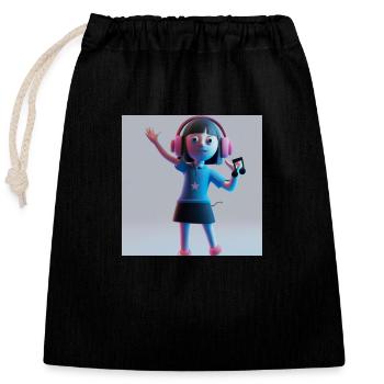 FUNNY MUSIC ILLUSTRATION 4 - Closable cotton gift bag (25x30cm) - black - Front