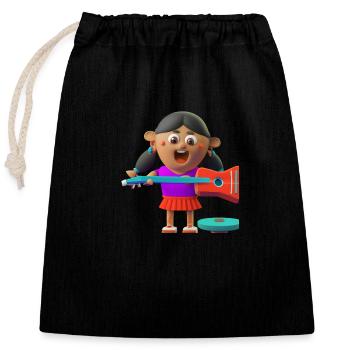 FUNNY 21 - Closable cotton gift bag (25x30cm) - black - Front