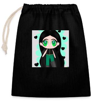 CHARACTER; MAN - Closable cotton gift bag (25x30cm) - black - Front