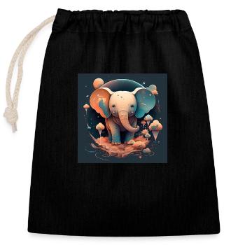 Cute Elephant Fantasy - Closable cotton gift bag (25x30cm) - black - Front