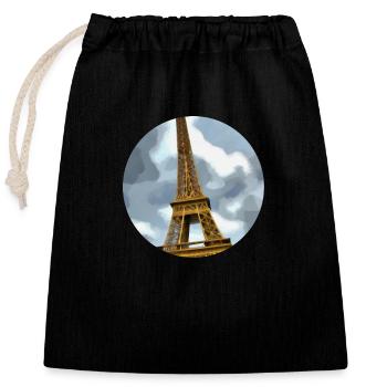 Tour Eiffel - Sac cadeau en coton avec cordon (25 x 30 cm) - noir - Devant