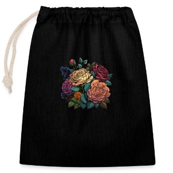 ORIGINAL BOUQUET OF ROSES - Closable cotton gift bag (25x30cm) - black - Front