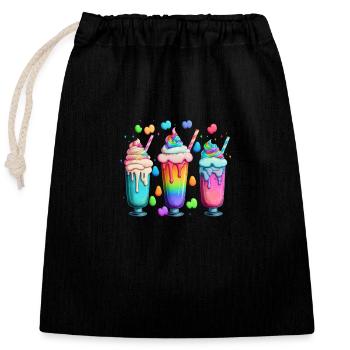 MILCHSHAKES - MEHRFARBIG - Verschließbarer Geschenkbeutel aus Baumwolle (25x30cm) - Schwarz - Vorne
