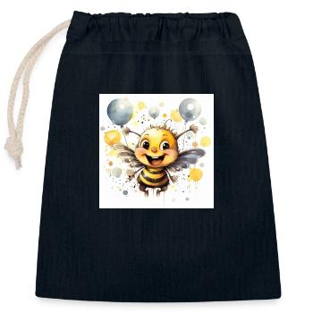 Abeille d’anniversaire - Sac cadeau en coton avec cordon (25 x 30 cm) - bleu marine - Devant