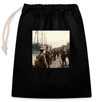 Soldat de la 2nd guerre mondiale - Sac cadeau en coton avec cordon (25 x 30 cm) - noir - Devant
