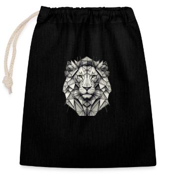 Geo_Löwe - Closable cotton gift bag (25x30cm) - black - Front