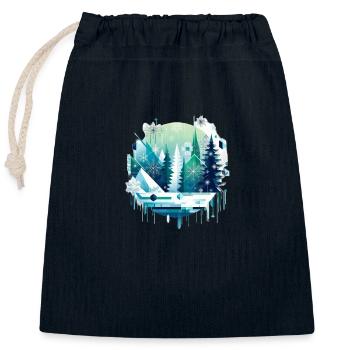 Monde d’hiver - Sac cadeau en coton avec cordon (25 x 30 cm) - bleu marine - Devant