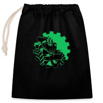 Tracteur Tracteur Conducteur Agriculteur Tracteur Jante - Sac cadeau en coton avec cordon (25 x 30 cm) - noir - Devant