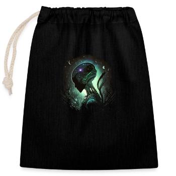 alien - Closable cotton gift bag (25x30cm) - black - Front