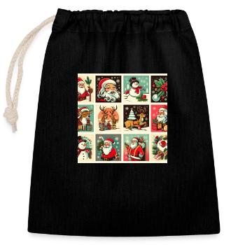 Christmas Frame - Closable cotton gift bag (25x30cm) - black - Front