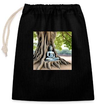 Buddha - Verschließbarer Geschenkbeutel aus Baumwolle (25x30cm) - Schwarz - Vorne