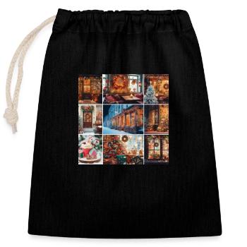 Winter Café - Closable cotton gift bag (25x30cm) - black - Front