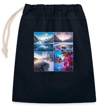 Christmas at the lake - Closable cotton gift bag (25x30cm) - navy - Front