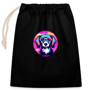 Dachshund Dog Illustration - Closable cotton gift bag (25x30cm) - black - Front
