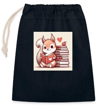 Écureuil - Sac cadeau en coton avec cordon (25 x 30 cm) - bleu marine - Devant