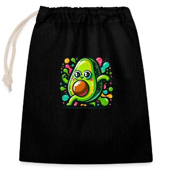 Tanzende Avocado - Verschließbarer Geschenkbeutel aus Baumwolle (25x30cm) - Schwarz - Vorne