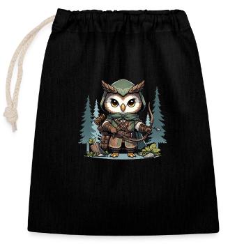 Owly Hoot - Closable cotton gift bag (25x30cm) - black - Front
