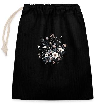 Motif floral - Sac cadeau en coton avec cordon (25 x 30 cm) - noir - Devant