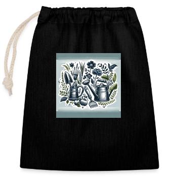 Le bonheur du jardinier - Sac cadeau en coton avec cordon (25 x 30 cm) - noir - Devant