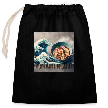 Mon bol de ramen - Sac cadeau en coton avec cordon (25 x 30 cm) - noir - Devant