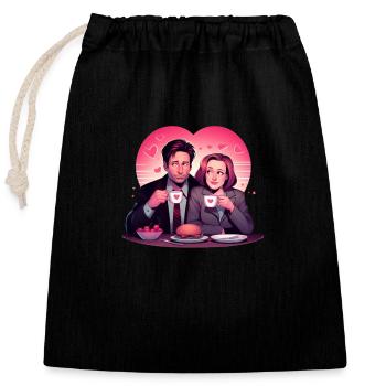 Romantic lunch and coffee - Closable cotton gift bag (25x30cm) - black - Front