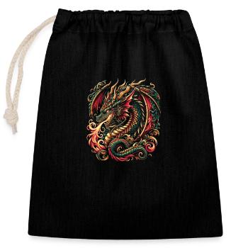 Smaragdgrüner Inferno-Drache - Verschließbarer Geschenkbeutel aus Baumwolle (25x30cm) - Schwarz - Vorne