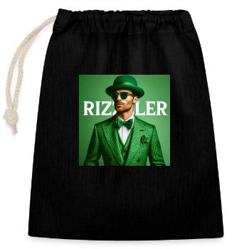 Rizz Jugendwort - Rizzler - Verschließbarer Geschenkbeutel aus Baumwolle (25x30cm) - Schwarz - Vorne