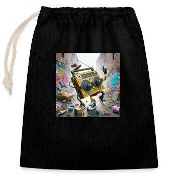 Musikbox - Verschließbarer Geschenkbeutel aus Baumwolle (25x30cm) - Schwarz - Vorne
